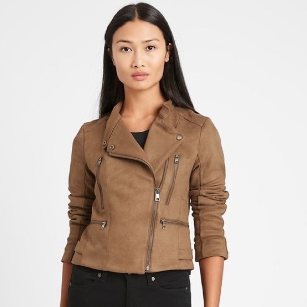 Banana Republic Vegan Suede Quilted Biker
Jacket - Canyon Brown